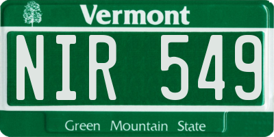 VT license plate NIR549