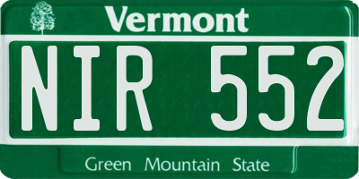VT license plate NIR552