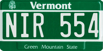 VT license plate NIR554
