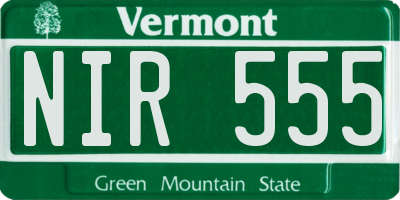 VT license plate NIR555