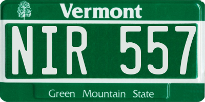 VT license plate NIR557