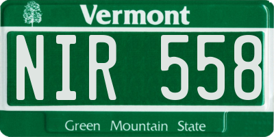 VT license plate NIR558