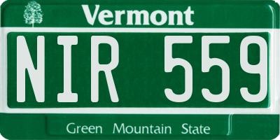 VT license plate NIR559