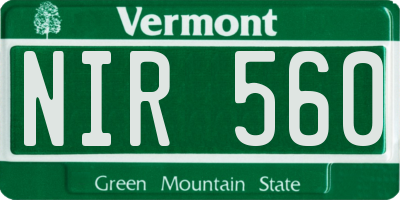VT license plate NIR560