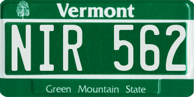 VT license plate NIR562