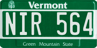 VT license plate NIR564