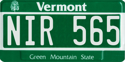 VT license plate NIR565