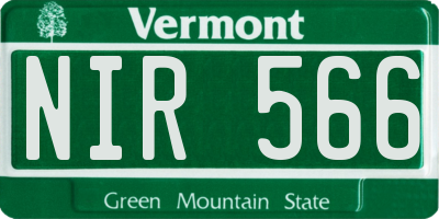 VT license plate NIR566