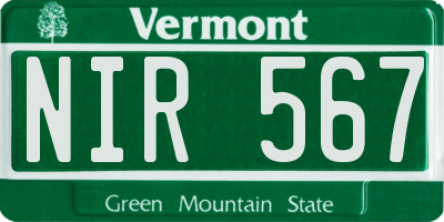 VT license plate NIR567