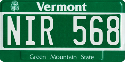 VT license plate NIR568
