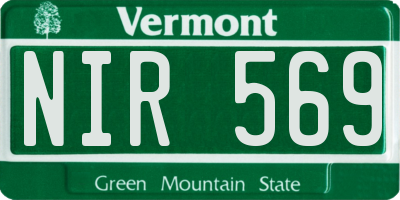 VT license plate NIR569