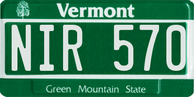 VT license plate NIR570