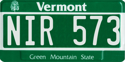 VT license plate NIR573