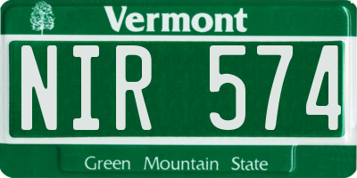 VT license plate NIR574