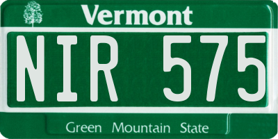 VT license plate NIR575