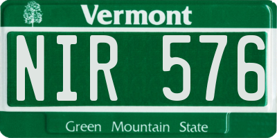 VT license plate NIR576