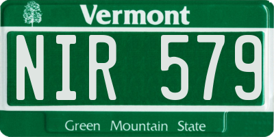 VT license plate NIR579
