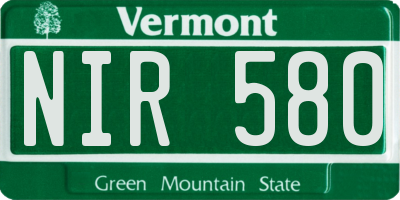 VT license plate NIR580