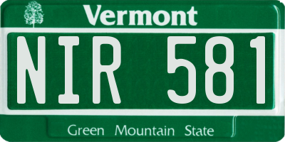 VT license plate NIR581