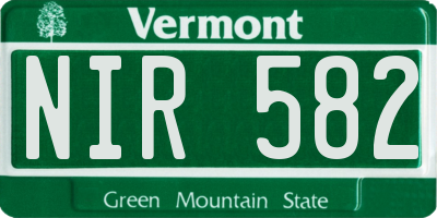 VT license plate NIR582