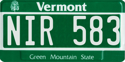 VT license plate NIR583