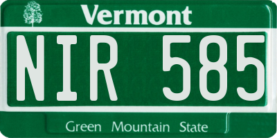 VT license plate NIR585
