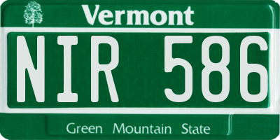 VT license plate NIR586