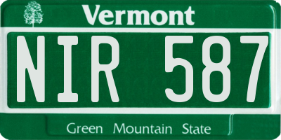 VT license plate NIR587