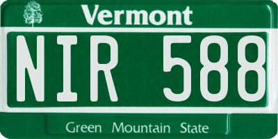 VT license plate NIR588