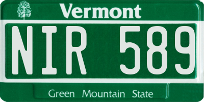 VT license plate NIR589