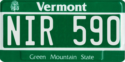 VT license plate NIR590