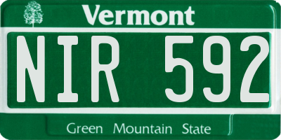 VT license plate NIR592