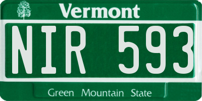 VT license plate NIR593