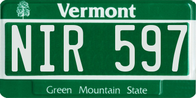 VT license plate NIR597
