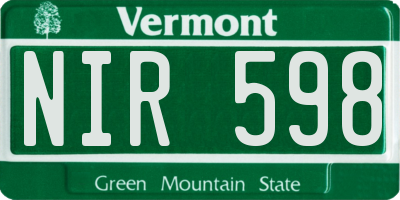 VT license plate NIR598