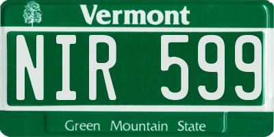 VT license plate NIR599