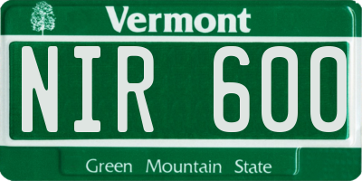 VT license plate NIR600