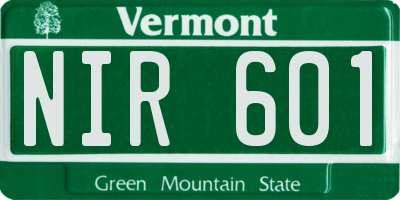VT license plate NIR601