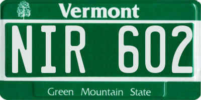 VT license plate NIR602