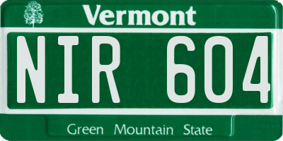VT license plate NIR604
