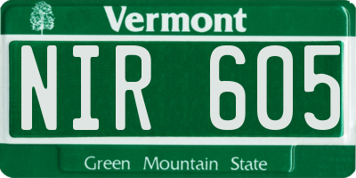 VT license plate NIR605