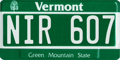 VT license plate NIR607