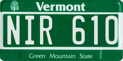 VT license plate NIR610
