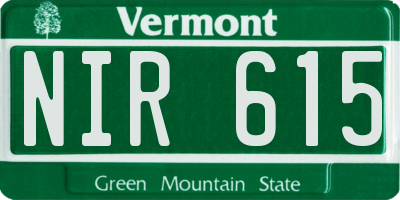 VT license plate NIR615