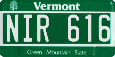 VT license plate NIR616