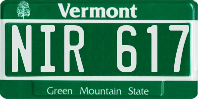 VT license plate NIR617