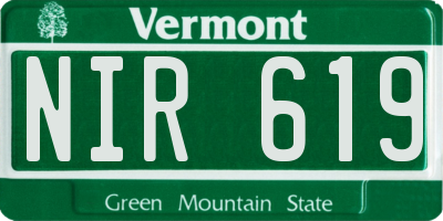 VT license plate NIR619