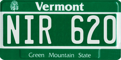 VT license plate NIR620