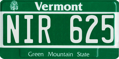 VT license plate NIR625