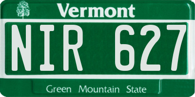 VT license plate NIR627